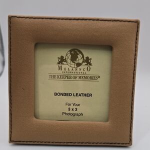 Melannco Bonded Leather Picture Frame Tan with Contrast Stitching